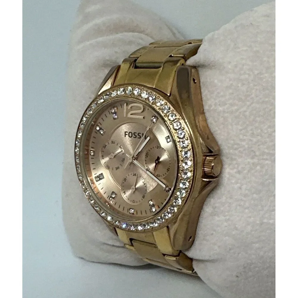 Fossil Riley ES2811 Women's Gold Stainless Steel Analog Dial Quartz Watch HME424